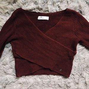 CROPPED WRAP SWEATER